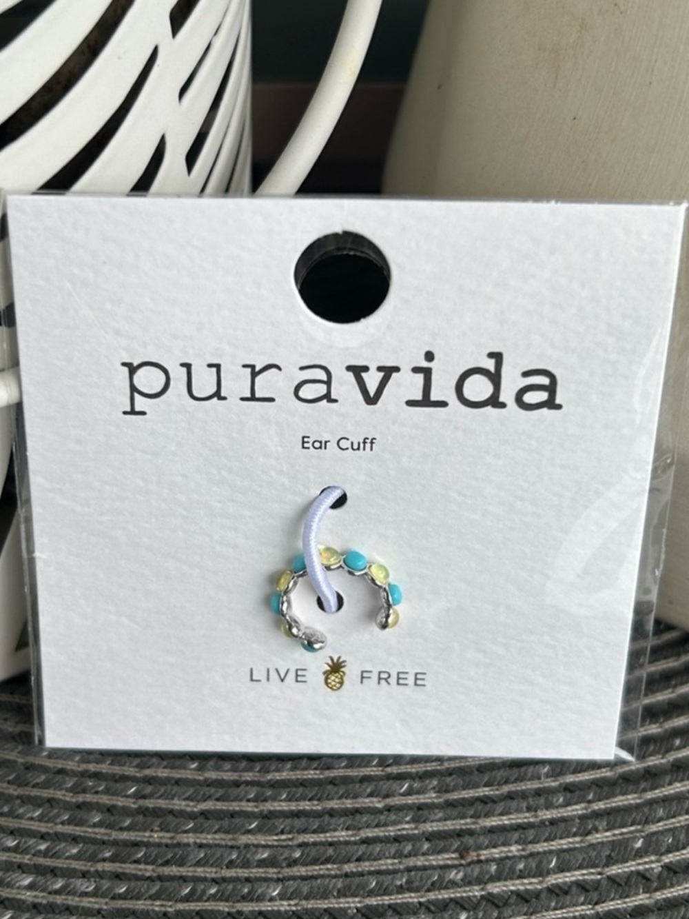 Pura Vida Silver and Turquoise Ear Cuff with Bag NEW!